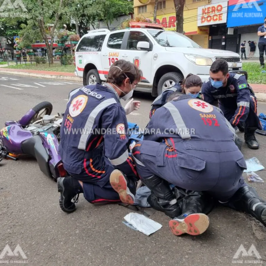 Motoboy fica ferido ao bater de frente com outra moto na Avenida Brasil