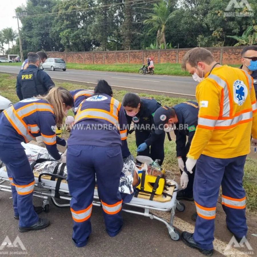 Motociclista fica ferido ao se envolver em acidente na BR-376 em Maringá