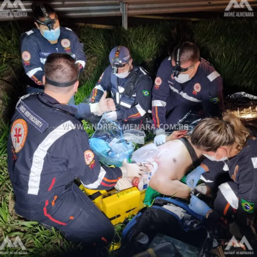 Motociclista é intubado ao sofrer acidente na rodovia de Paiçandu