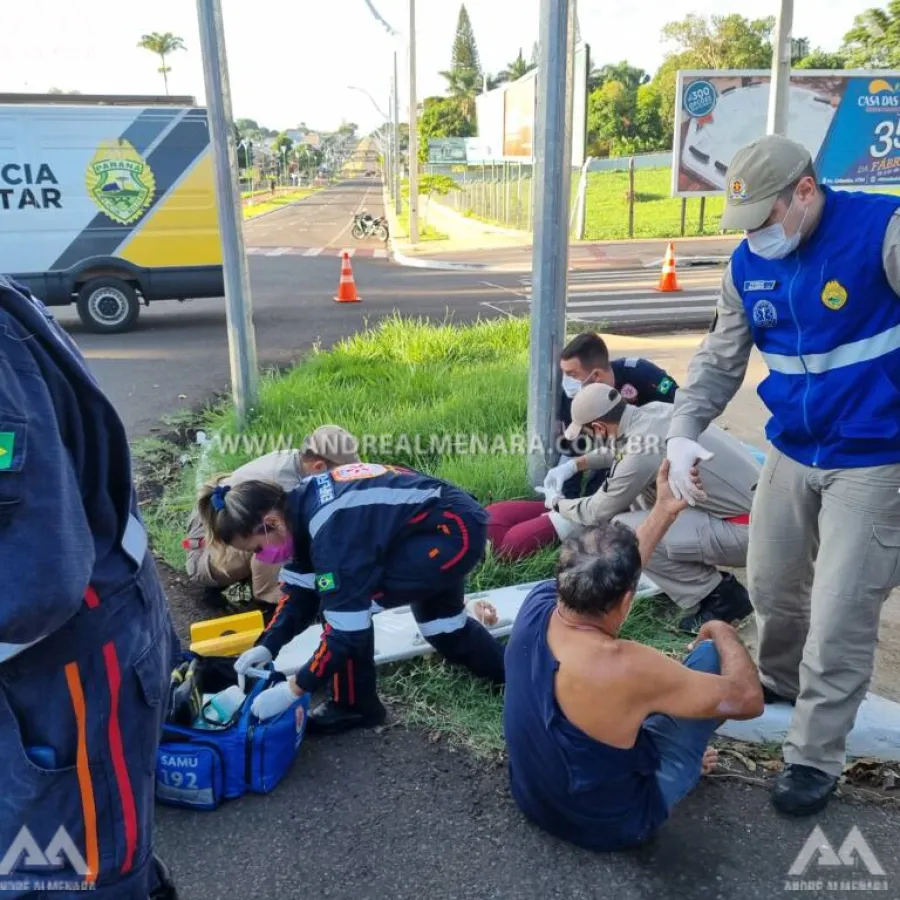 Casal sofre acidente grave na Avenida Doutor Luiz Teixeira Mendes em Maringá