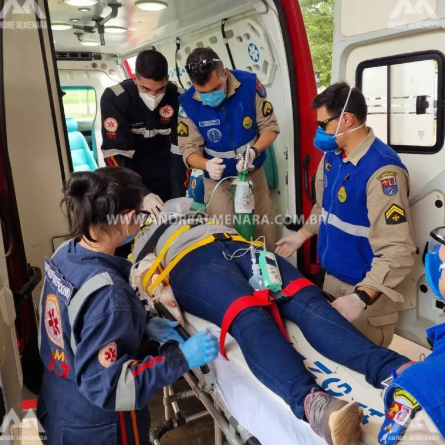 Mulher fica ferida em grave acidente nos fundos da Vila Esperança em Maringá