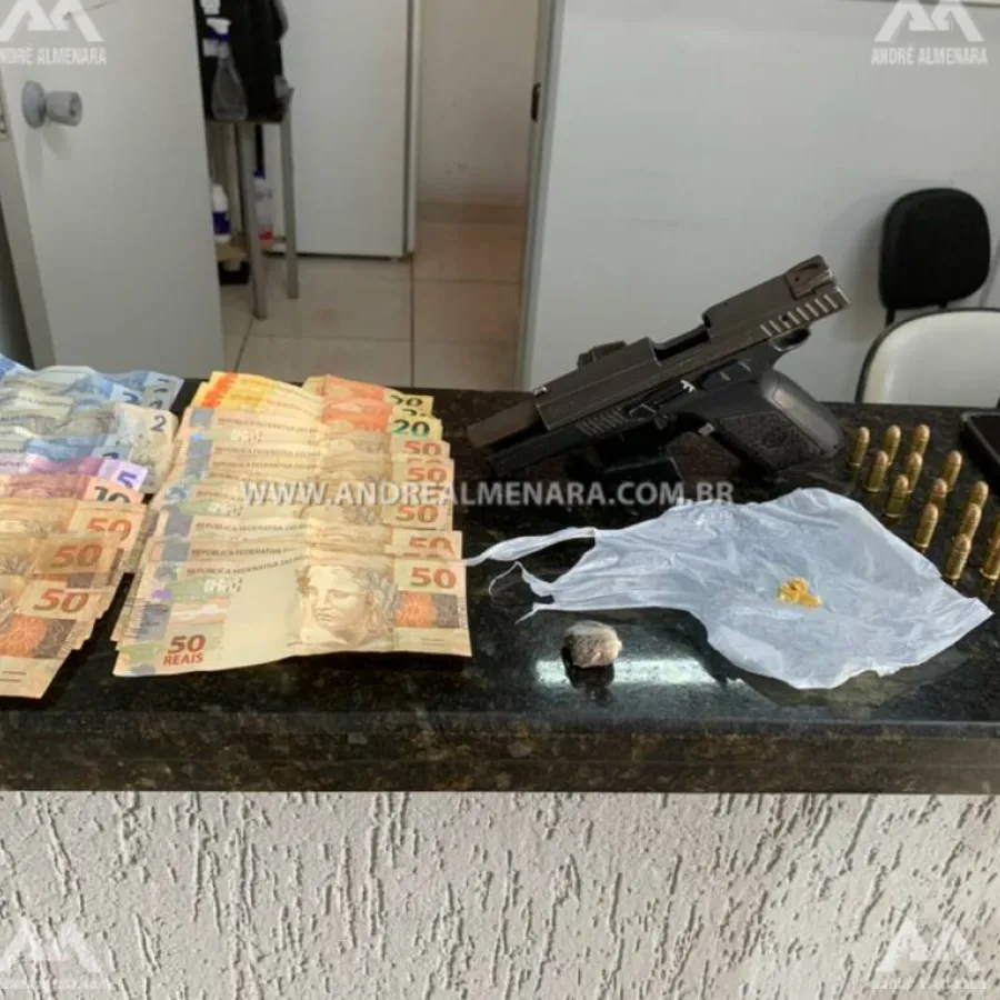 PM de Marialva prende criminoso com pistola e drogas