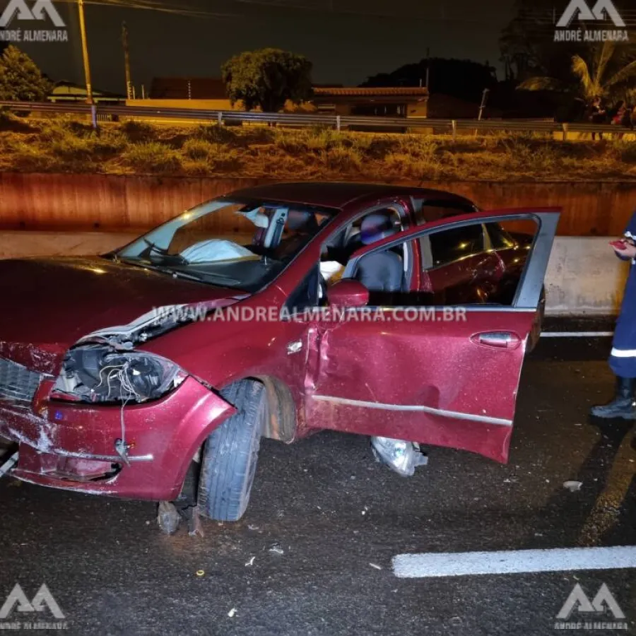 Automóveis se envolvem em acidente no Contorno Norte de Maringá