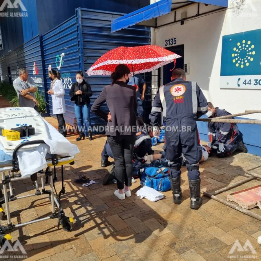 Trabalhador é socorrido após cair de andaime em Maringá