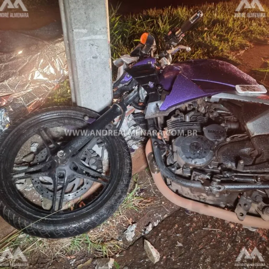 Motociclista morre ao bater em poste na Avenida Morangueira em Maringá