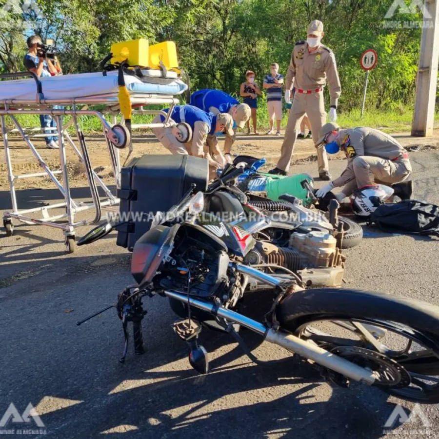 Casal fica gravemente ferido em acidente na Vila Esperança em Maringá