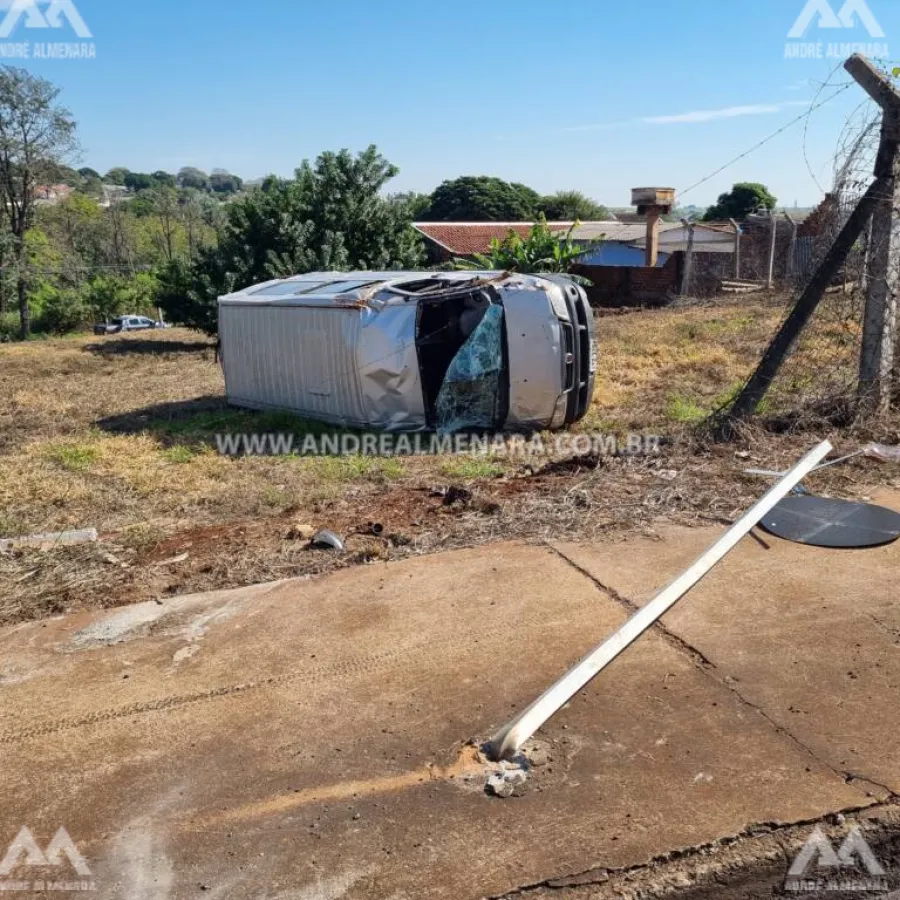 Veículo da Prefeitura de Maringá se envolve em acidente no Parque das Laranjeiras