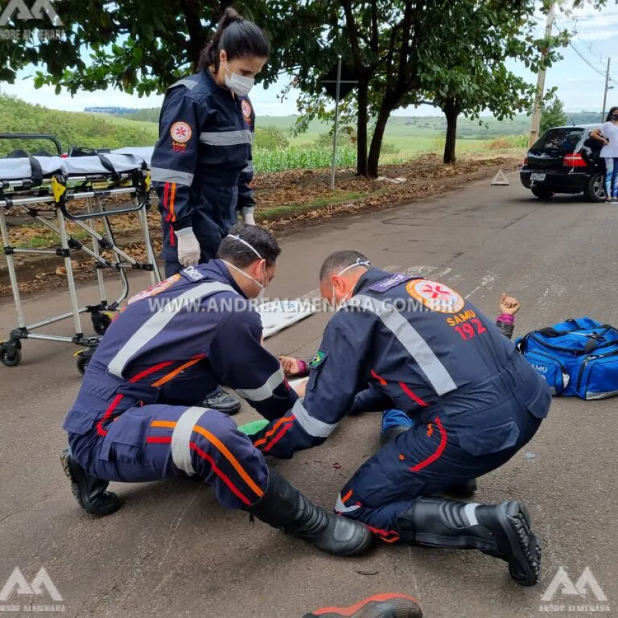 Motociclista fica gravemente ferido ao bater em carro estacionado em Maringá