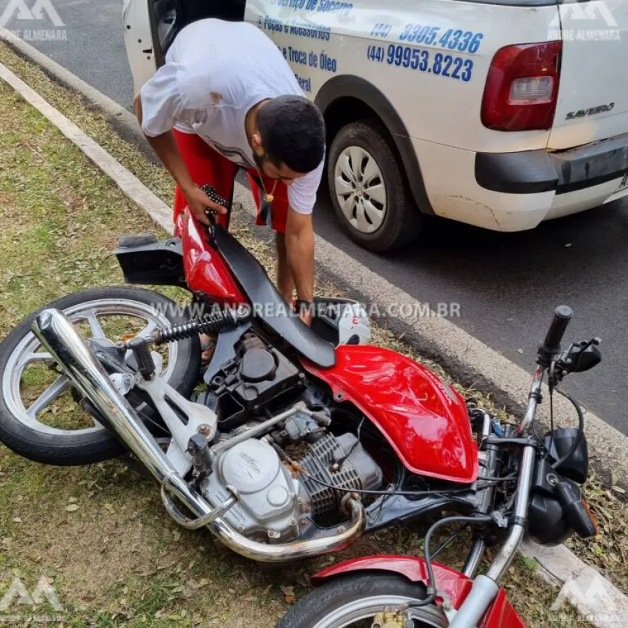 Motociclista foge de blitz e acaba se envolvendo em acidente no centro de Maringá