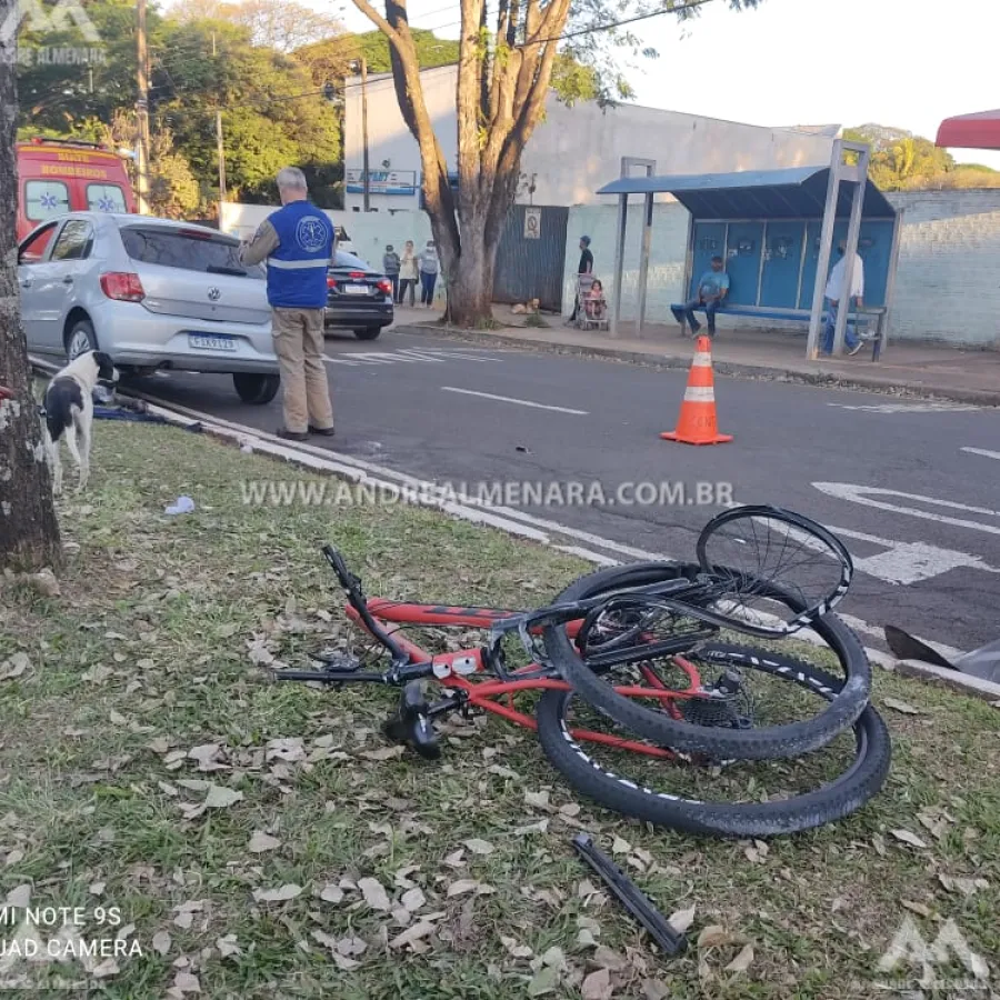 Ciclista de 22 anos fica gravemente ferido após ser atropelado por carro em Maringá