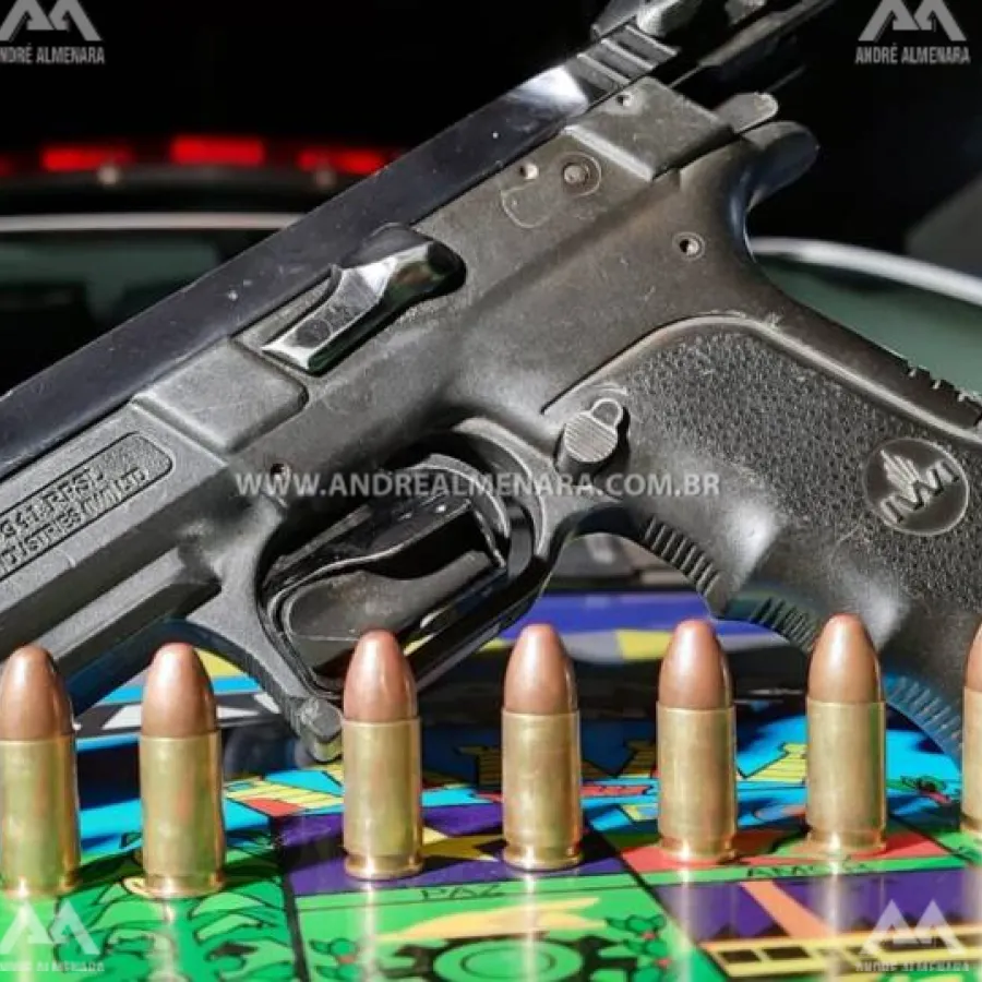 Pistola 9mm é retirada das mãos de um criminoso na cidade de Sarandi