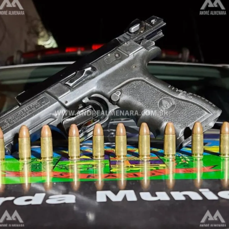 Pistola 9mm é retirada das mãos de um criminoso na cidade de Sarandi