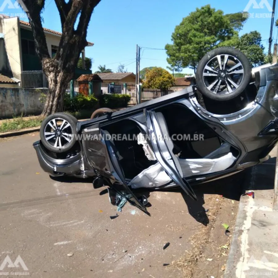 Outro acidente seguido de capotamento é registrado em Maringá