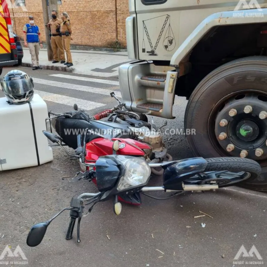 Motociclista escapa da morte ao sofrer acidente na Vila Operária em Maringá