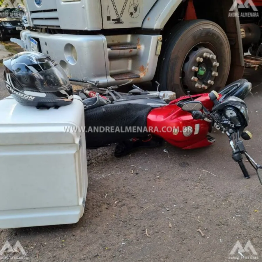Motociclista escapa da morte ao sofrer acidente na Vila Operária em Maringá