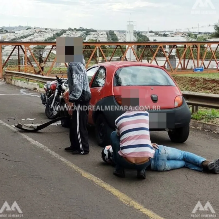 Motociclista fica ferido ao bater de frente com automóvel em Maringá