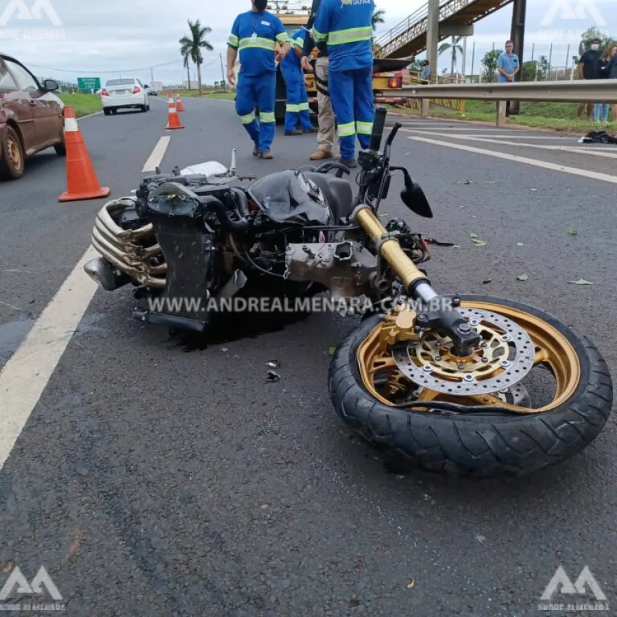 Casal fica gravemente ferido ao sofrer acidente com motocicleta na 376 de Mandaguaçu