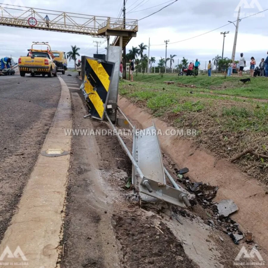 Casal fica gravemente ferido ao sofrer acidente com motocicleta na 376 de Mandaguaçu