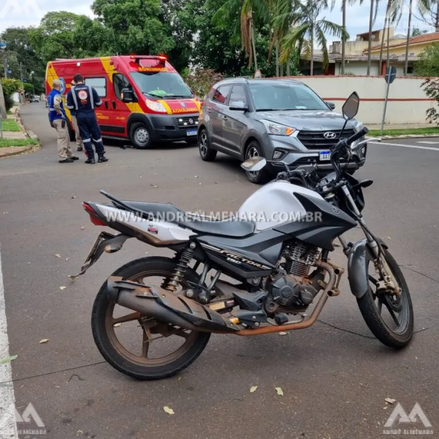 Motociclista de 58 anos fica gravemente ferido em acidente na zona 4 em Maringá
