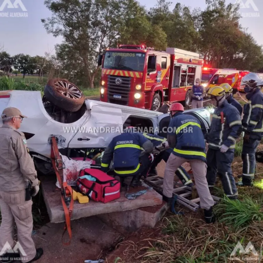 Criança e avó ficam feridas em acidente na rodovia PR-323 em Água Boa