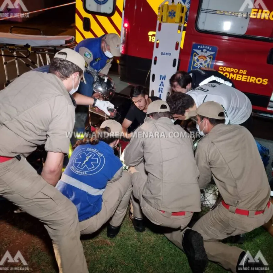 Motoboy fica ferido em acidente na zona 7 em Maringá