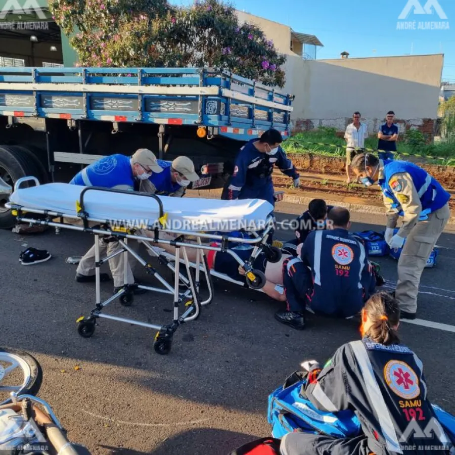 Motociclista de 24 anos é reanimado após sofrer acidente gravíssimo em Maringá