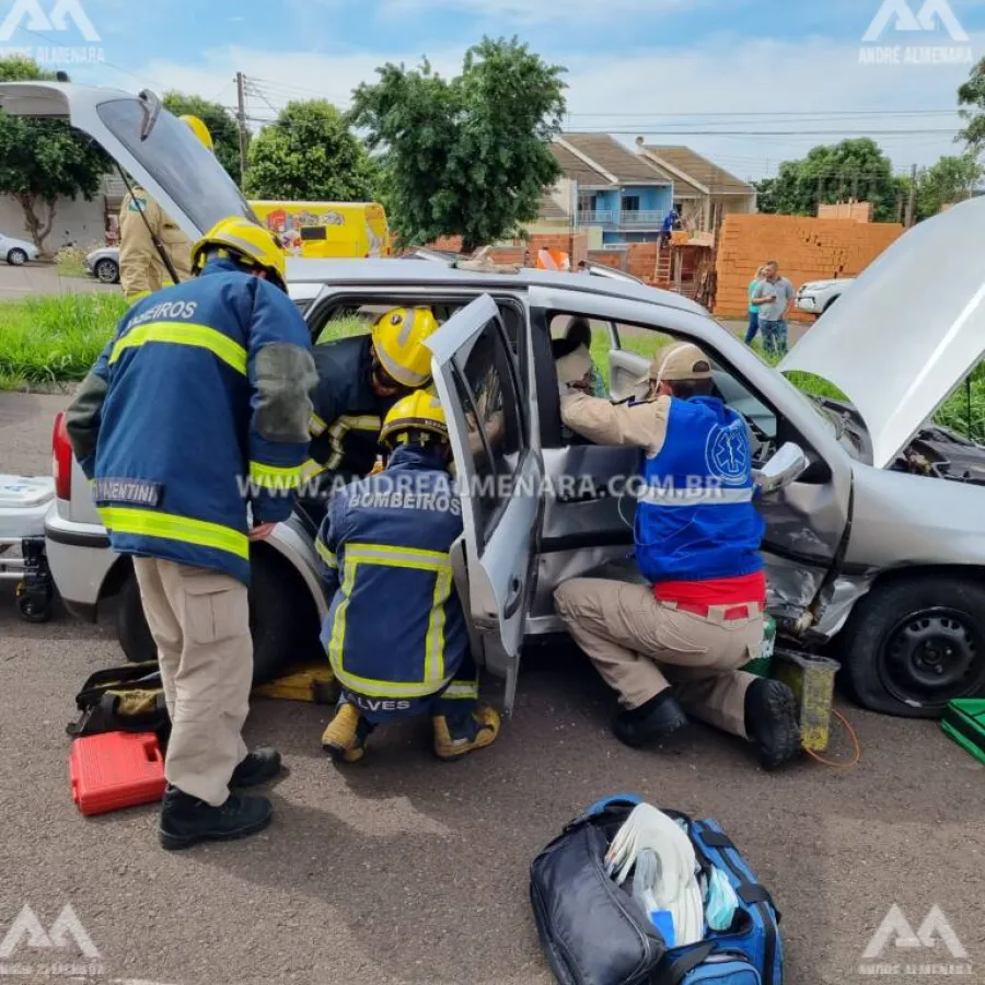 Mulher fica ferida em acidente no Jardim Santa Helena em Maringá