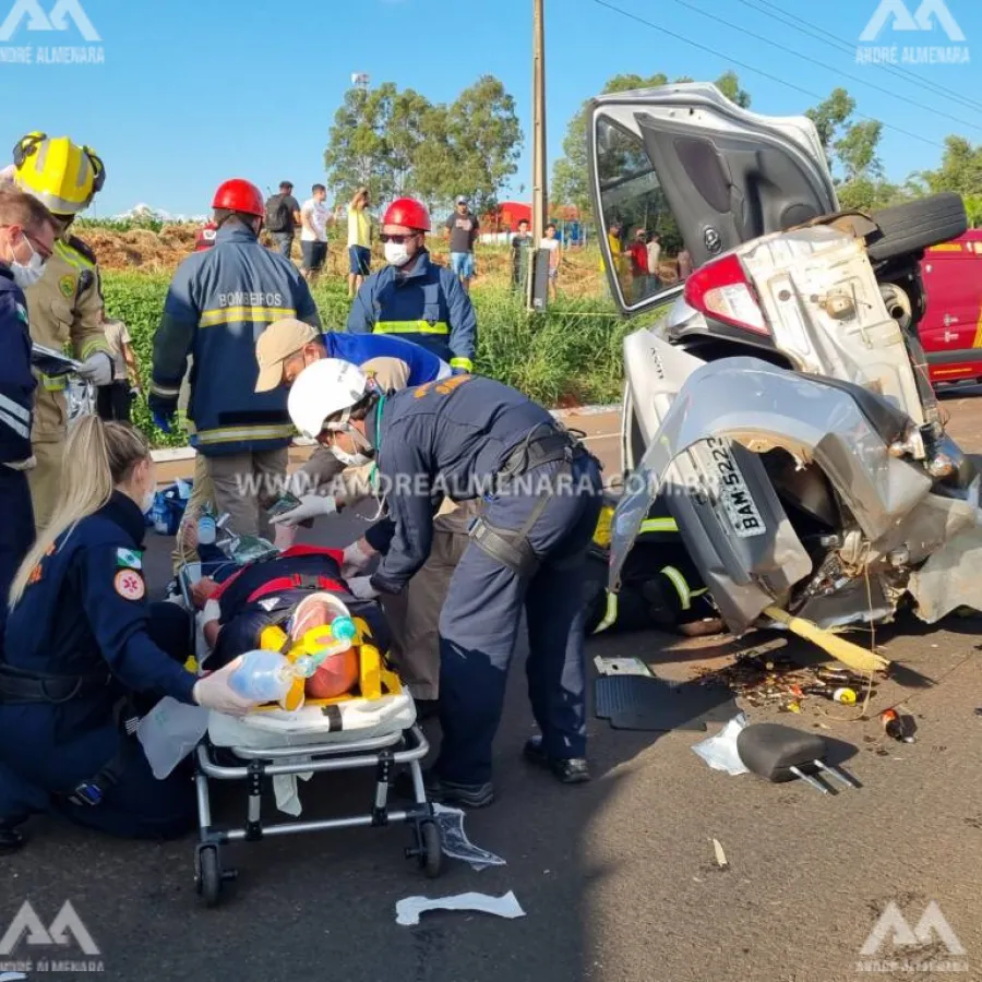 Adultos e criança ficam feridos em acidente grave na rodovia BR-376