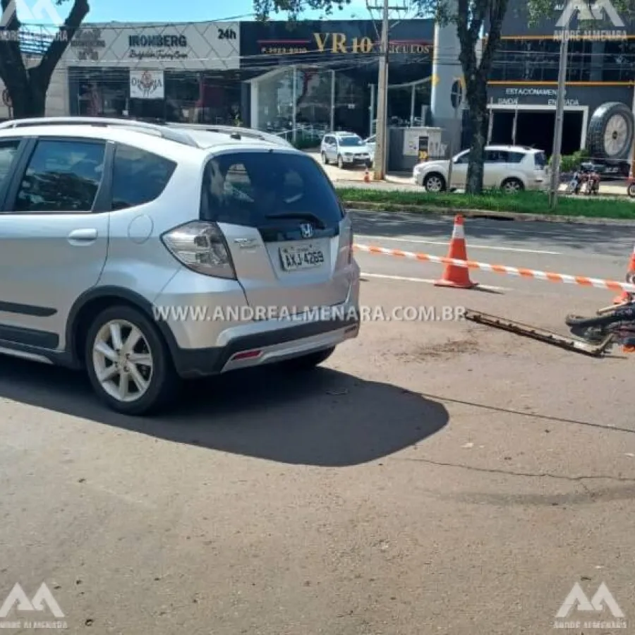 Motociclista de 24 anos é intubado ao sofrer acidente na Avenida Colombo