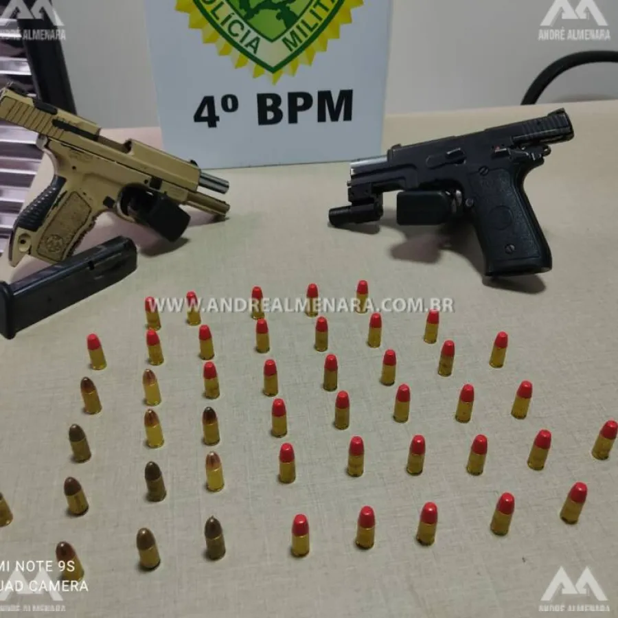 Pistolas são apreendidas com dois criminosos na cidade de Marialva