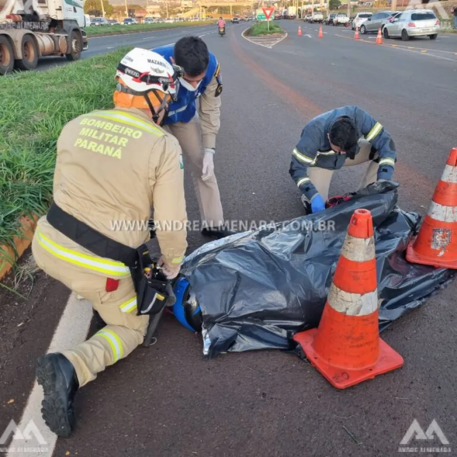Motociclista morre na rodovia de Marialva após carro cruzar sua frente