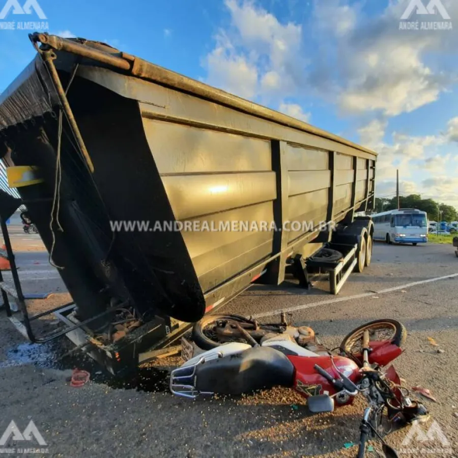 Motociclista escapa da morte em acidente no Contorno Sul de Maringá