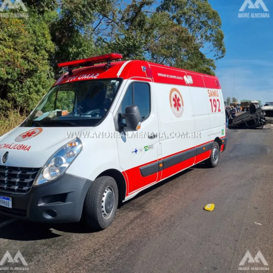 Mulher se fere ao capotar veículo na rodovia do Distrito de Iguatemi