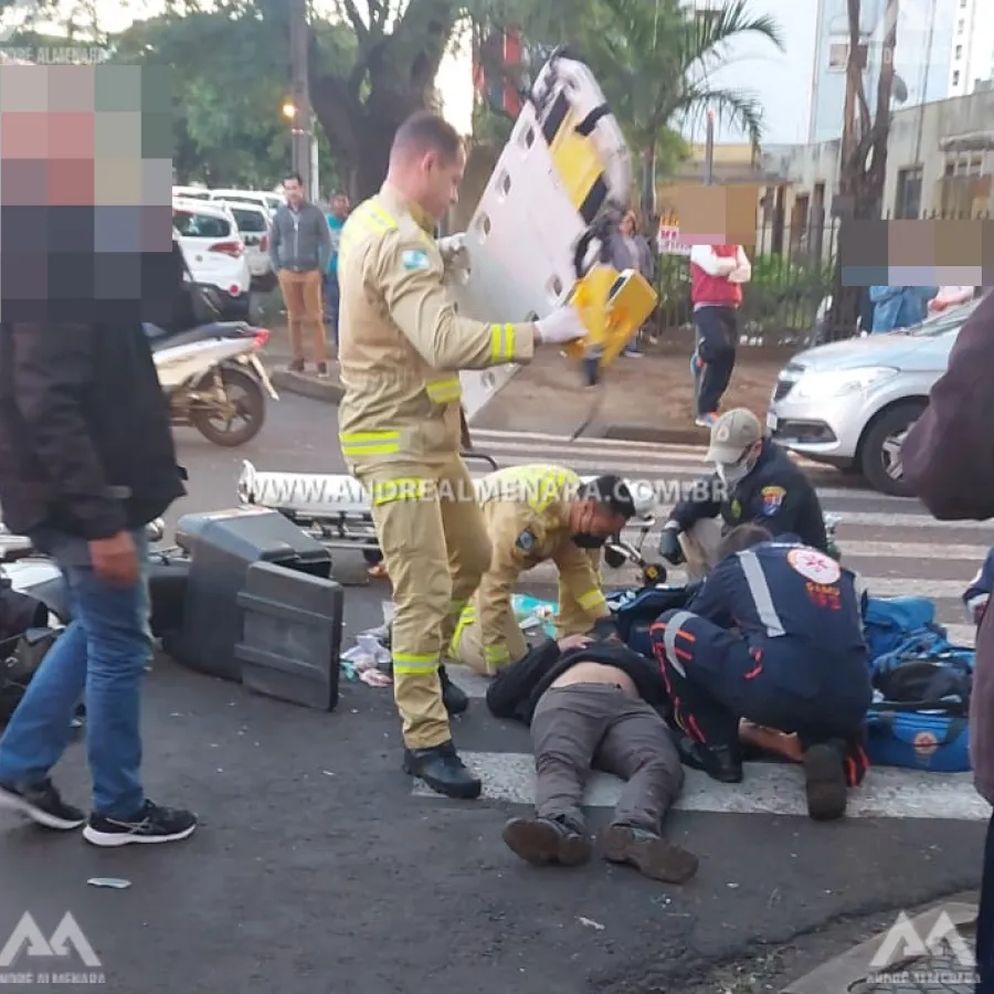 Motoboy fica gravemente ferido ao sofrer acidente na zona 7 em Maringá.