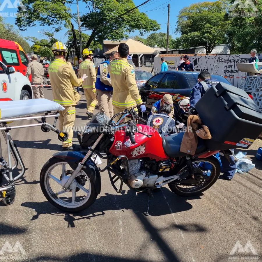 Motoboy é entubado ao sofrer acidente gravíssimo na Avenida Colombo em Maringá.