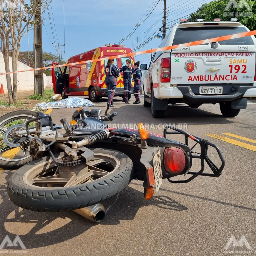 Motociclista de 57 anos morre ao sofrer acidente na Vila Morangueira em Maringá.