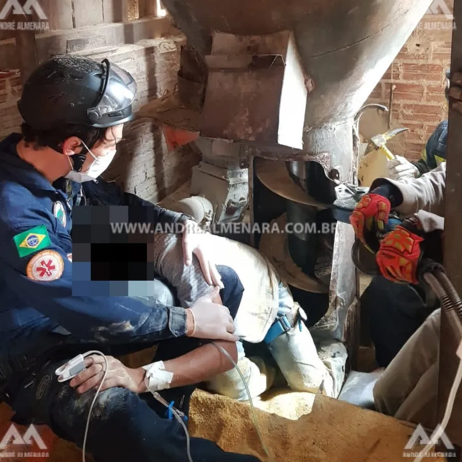 Trabalhador tem pé triturado por máquina de ração em Mandaguaçu.