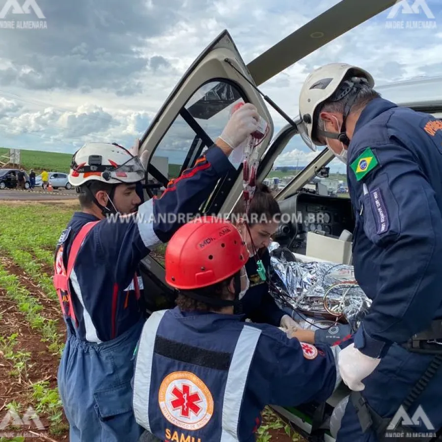 Colisão frontal na 317 em Maringá deixa saldo de um morto, uma pessoa gravemente ferida e um bebê de 3 meses resgatado com vida
