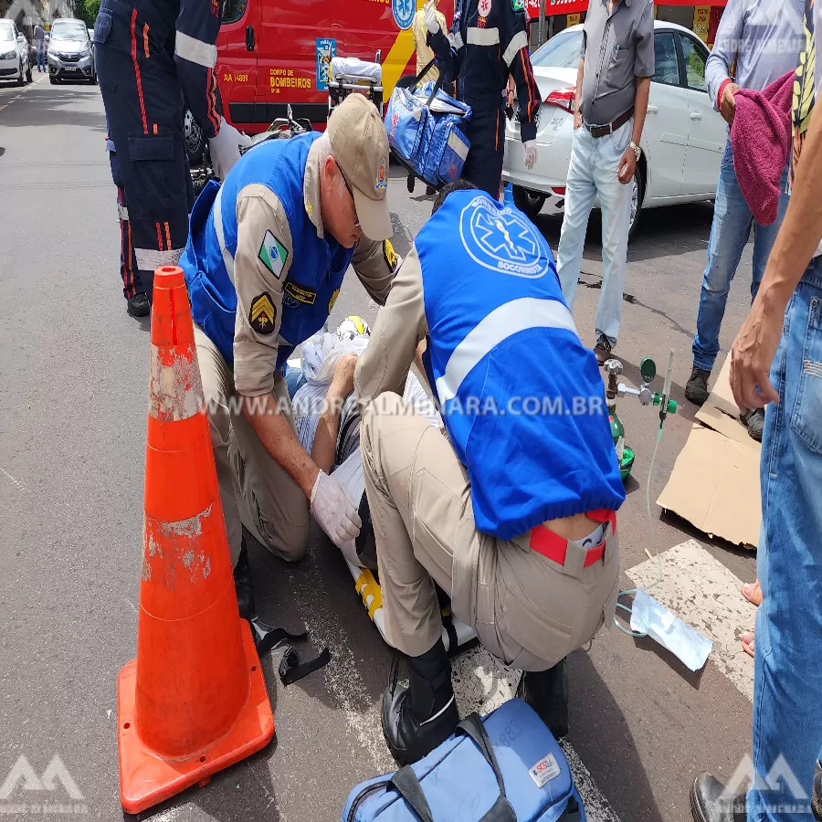 Colisão violenta entre carro e moto deixa homem ferido em Maringá