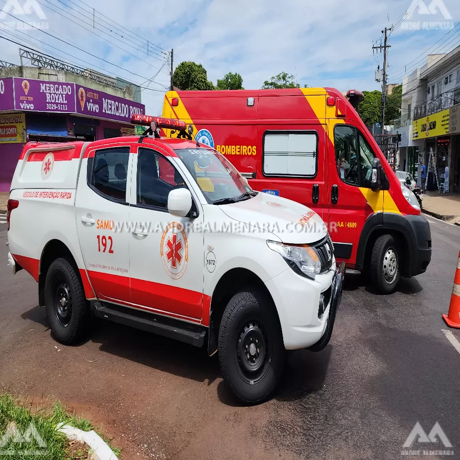 Colisão violenta entre carro e moto deixa homem ferido em Maringá