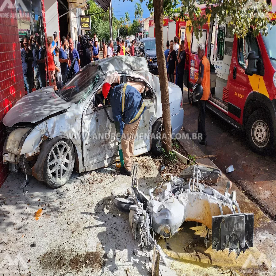 Motorista em alta velocidade bate em quatro veículos em Maringá
