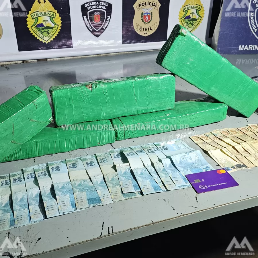 Três rapazes com carro furtado e tabletes de maconha são presos em Maringá