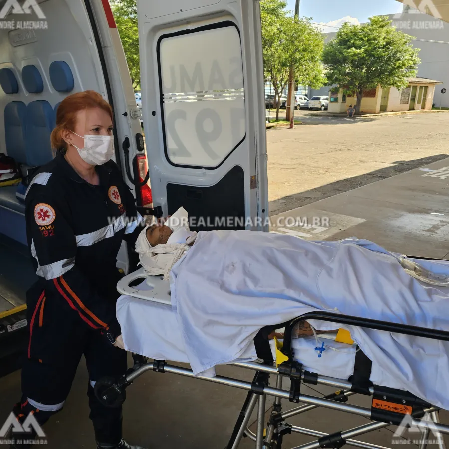 Casal fica gravemente ferido após moto cruzar a preferencial no Jardim Alvorada