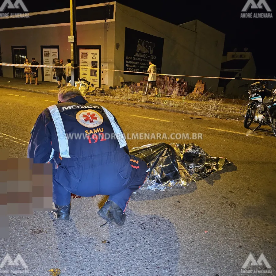 Motociclista morre ao bater contra uma Scania estacionada em Maringá