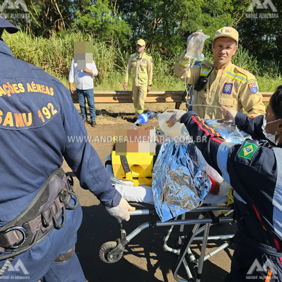 Morador de Doutor Camargo é socorrido após sofrer acidente gravíssimo na rodovia 323