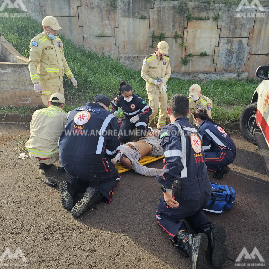 Motociclista de 26 anos é entubado após sofrer acidente grave no Conjunto Ney Braga
