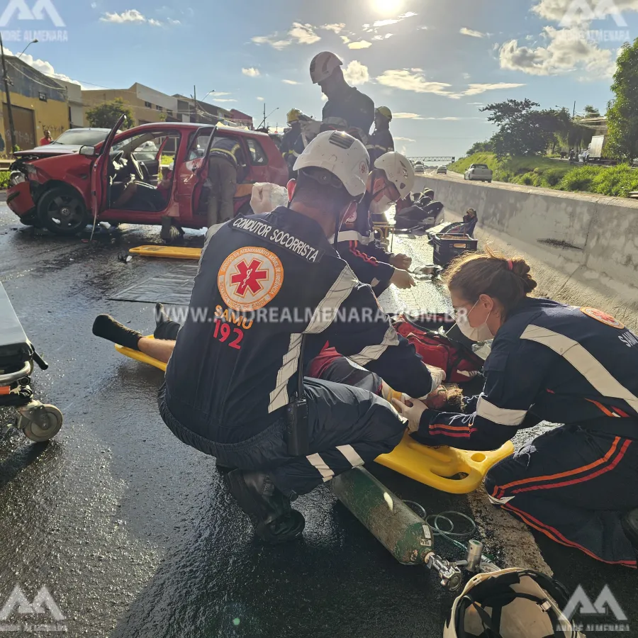 Três trabalhadores sofrem acidente gravíssimo no Contorno Norte em Maringá