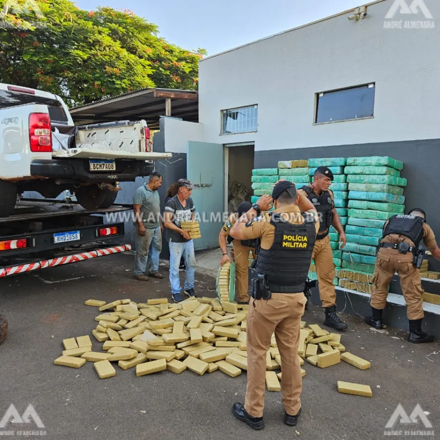 PM apreende mais de mil quilos de maconha em camionete furtada em Maringá