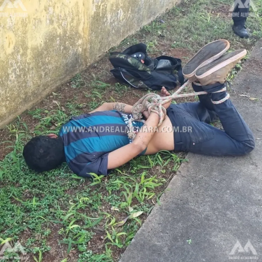 Suspeito de furtar moto é detido e amarrado por populares em Maringá