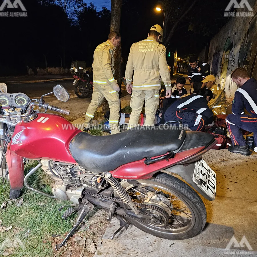 Motociclista de 26 anos sofre acidente gravíssimo ao bater contra poste em Maringá